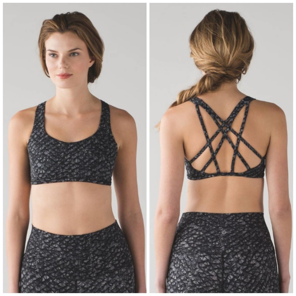 Lululemon Free To Be Tranquil Bra Iridescent Multi Black sz 8